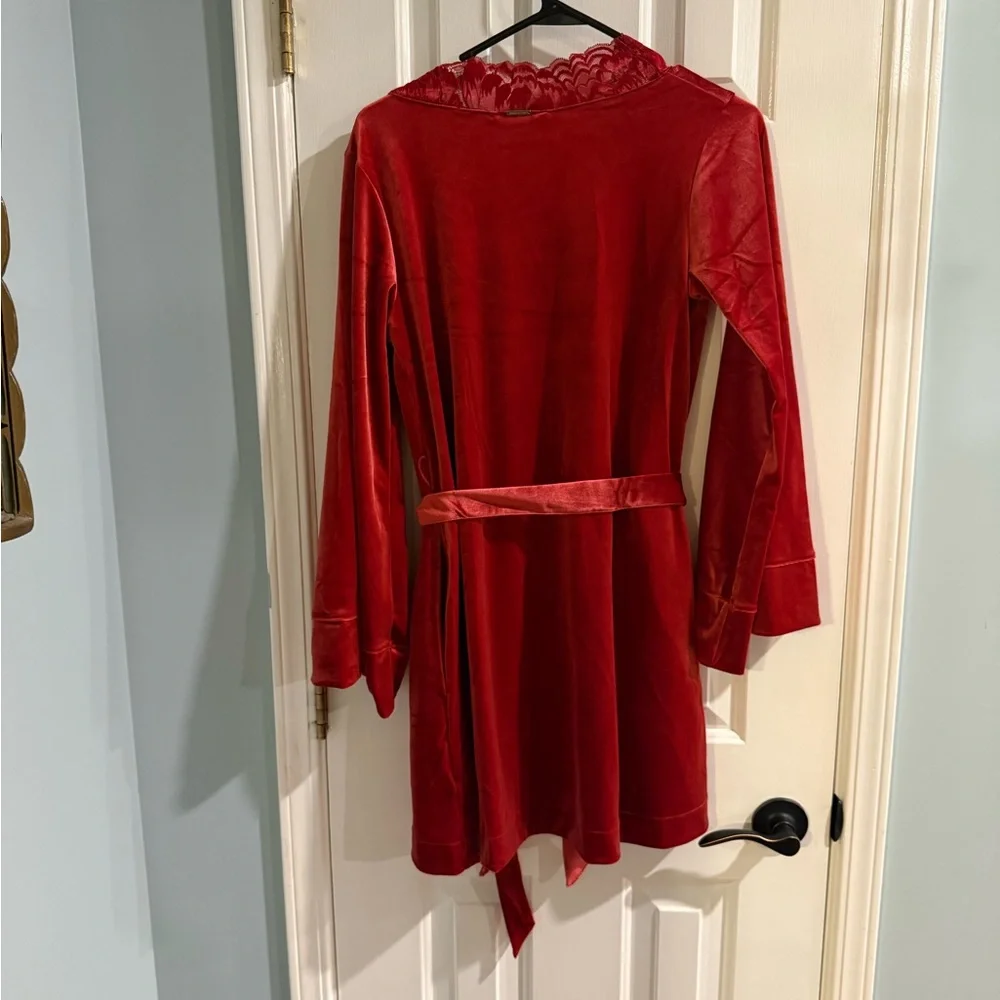 NWT Savage X Fenty Plush Rush Sleep Short Robe – Red Cognac – XS/S - Picture 4 of 6